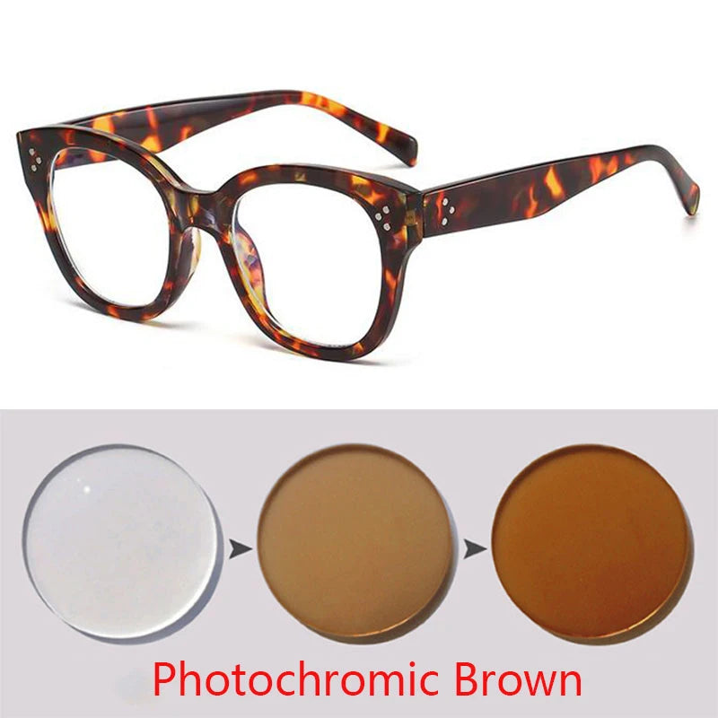 Feminine Optical Oversize Square Glasses Prescription Spectacles Myopia -0.5 To -6.0  +0.5 to +6.0