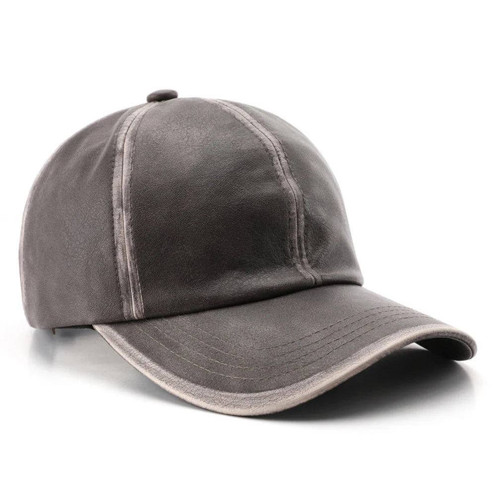 FS Vintage Black Brown PU Leather Cap