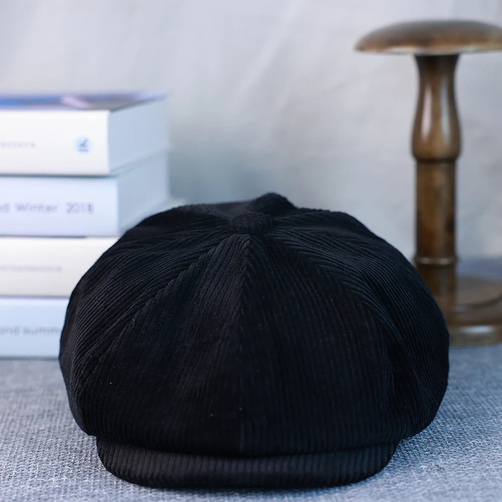 New Retro Caps For Men Corduroy Newsboy Hat Flat Cap