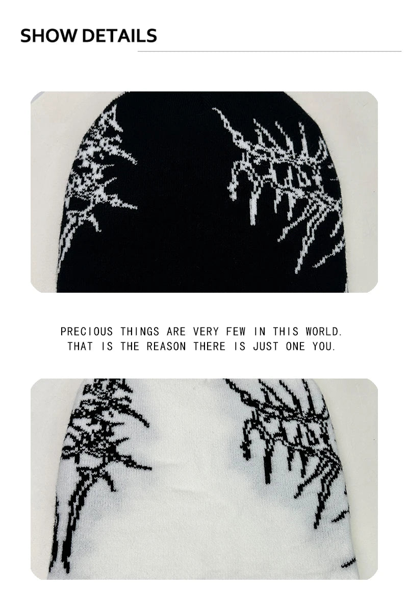 Dark Style Jacquard Organic Skeleton Letter Knitted Hats