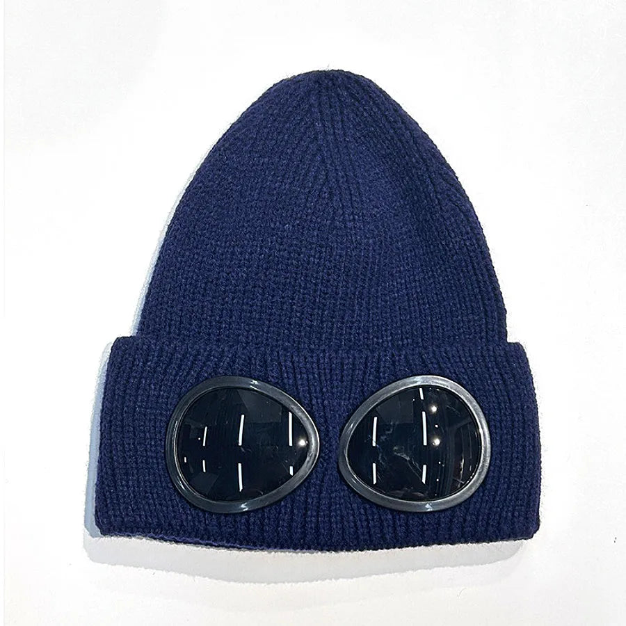 Winter Windproof Glasses Knitted Warm Beanie Hats