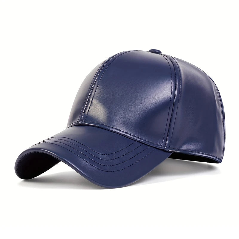 PU Leather Solid Color Baseball Cap