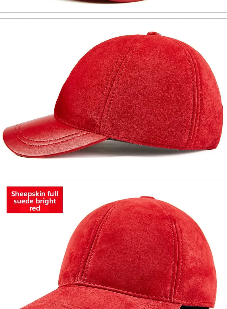 Single Leather Thin Sheepskin Baseball Cap