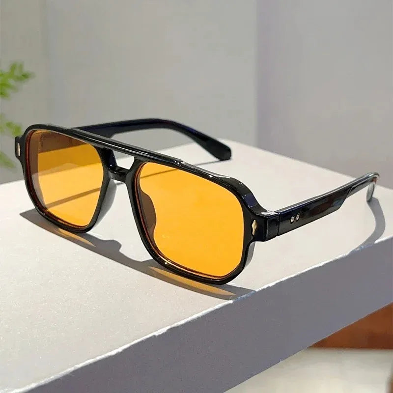 Vintage Double Bridges Men Square Sunglasses