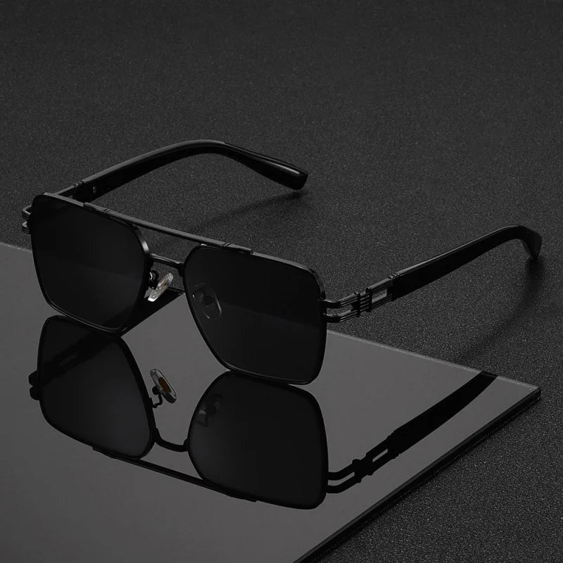 Double beam, fashionable cut-out temples glasses