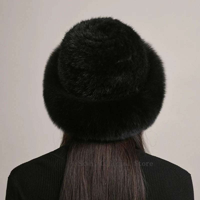 New Genuine Real Natural Knitted Mink Fur Beanies Hat