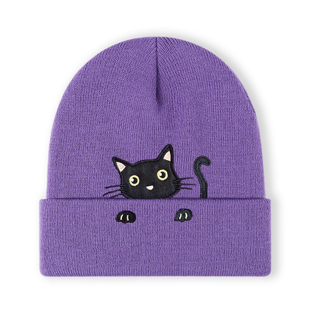 Embroidered Beanie Soft Stretchy Lightweight Winter Hat