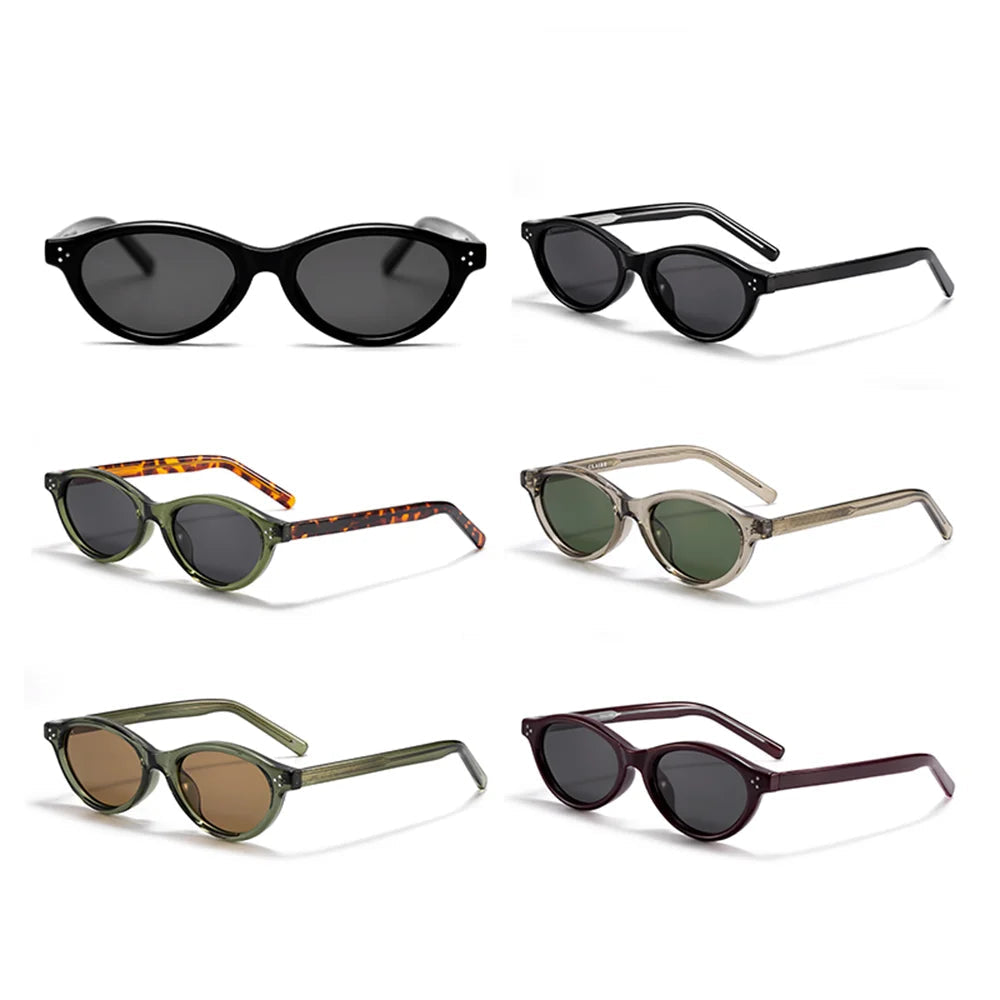 Retro Oval Sunglasses for Women Men Tr Frame