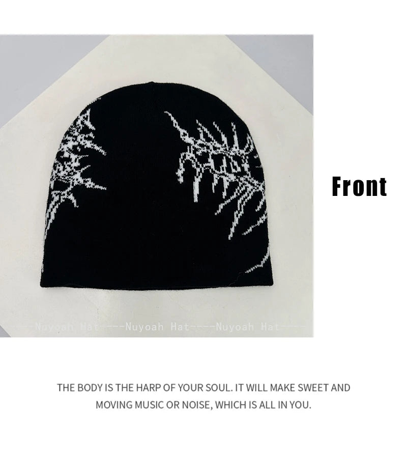 Dark Style Jacquard Organic Skeleton Letter Knitted Hats