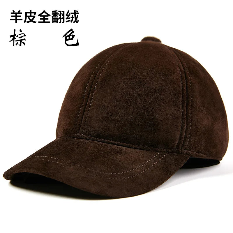 Single Leather Thin Sheepskin Baseball Cap
