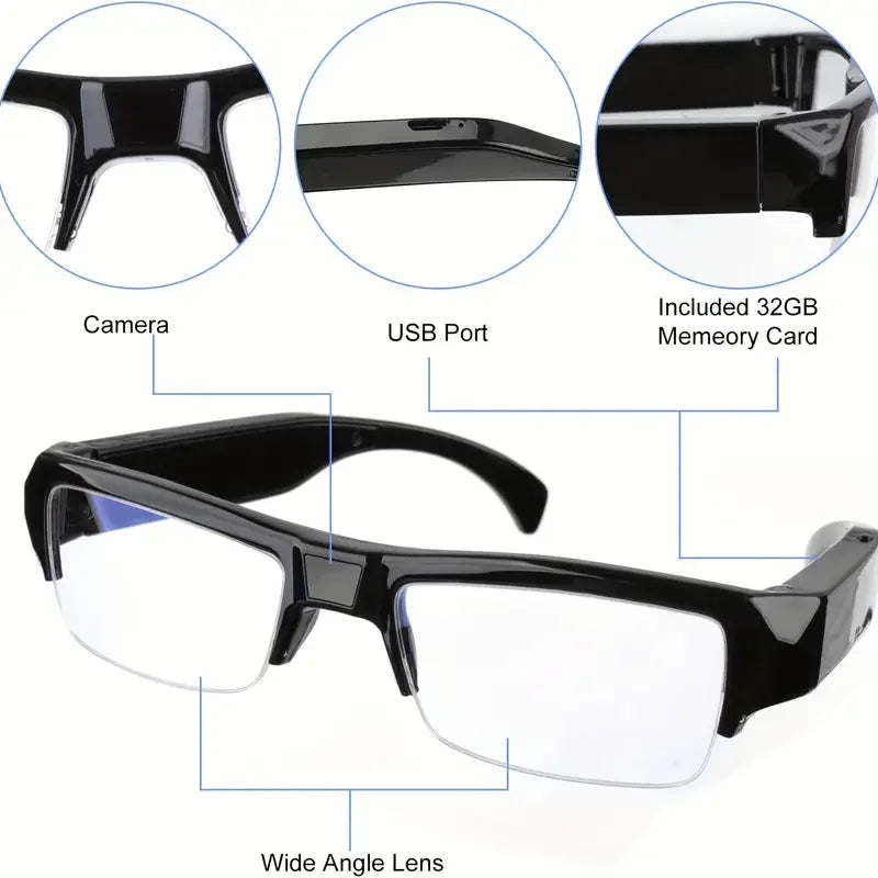 Portable 1080P HD Mini Glasses With Camera Video Recorder
