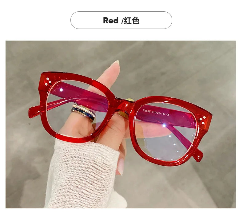 Feminine Optical Oversize Square Glasses Prescription Spectacles Myopia -0.5 To -6.0  +0.5 to +6.0
