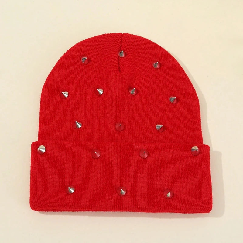 Streetstyle Silver Studs Punk Rivet Beanie Hat