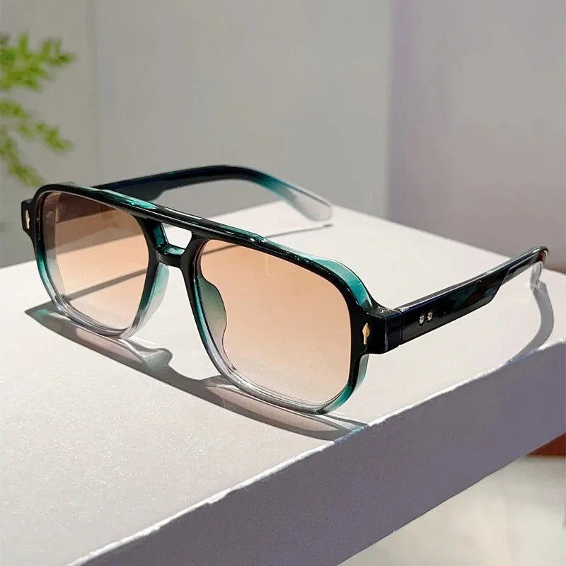 Vintage Double Bridges Men Square Sunglasses