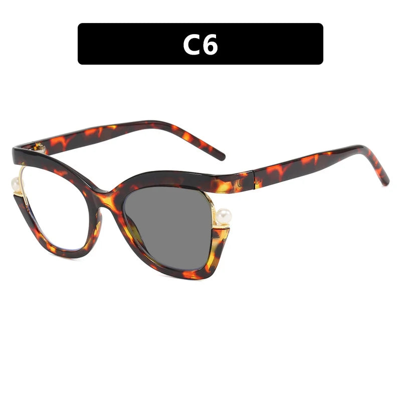 Round Brand Design Ultra-thin Green Leopard Men and Women Glasses