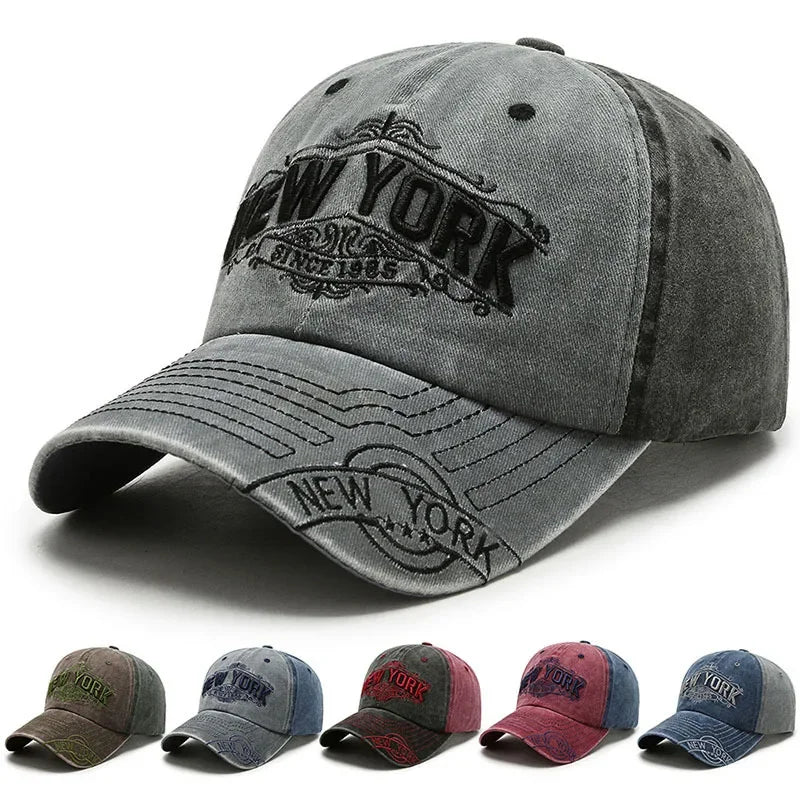 Retro Letters Embroidery Baseball for Men Women Washed Stitched Caps